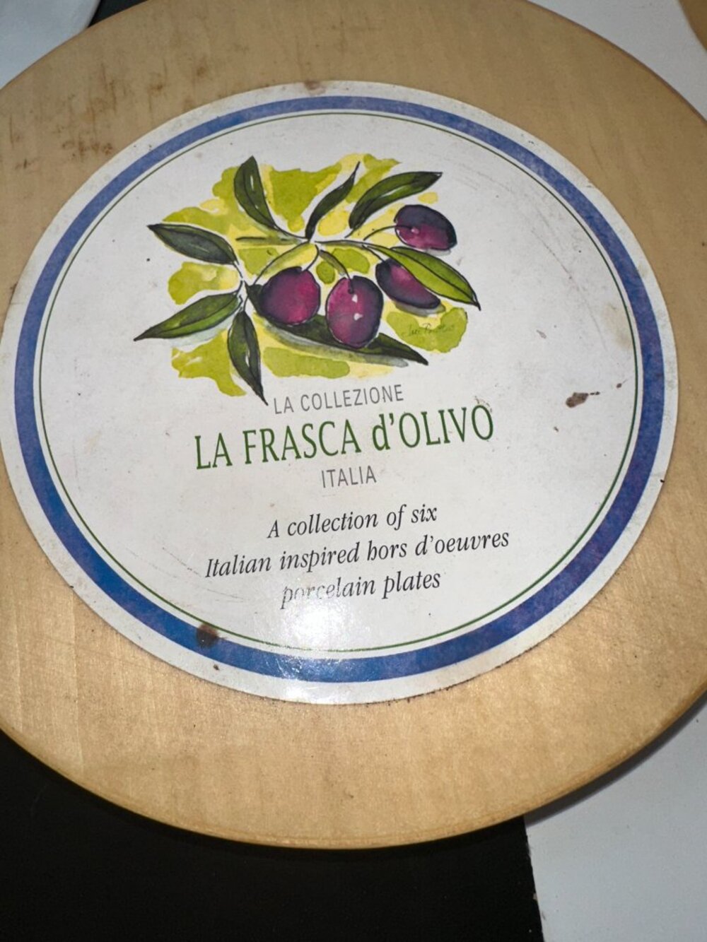 #642 OLIVE PLATE VINTAGE SALAD OR DESSERT PLATE La Frasca d’Oliv